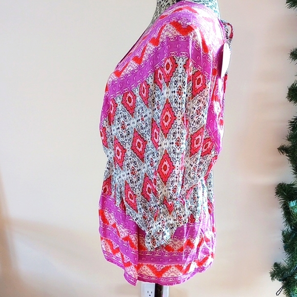 Umgee Double V  Riley Boho Blouse Size:S Color:Purple/Orange NWT - Picture 3 of 12